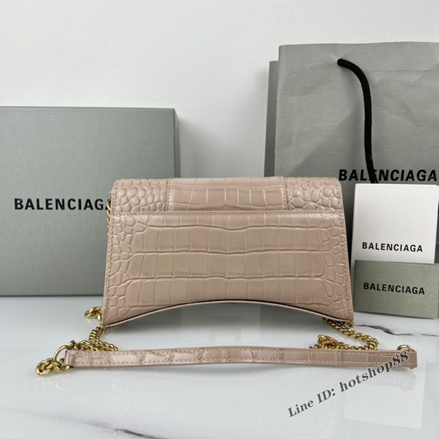 Balenciaga專櫃爆款鱷魚紋牛皮女包鏈條包 巴黎世家經典沙漏鏈條斜挎包 fyj1050